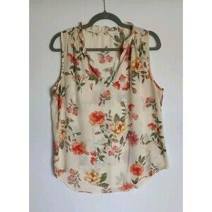 Violet & Claire Women's V-Neck Sleeveless Floral Top Size Large